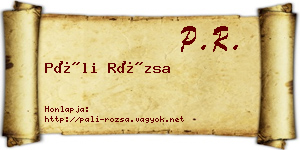 Páli Rózsa névjegykártya